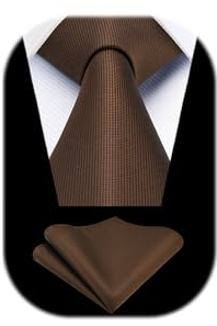 Enlision Braun Krawatten Herren Klassisch Krawatte und Einstecktuch Set Hochzeit Arbeiten Krawatten für Männer Formelle