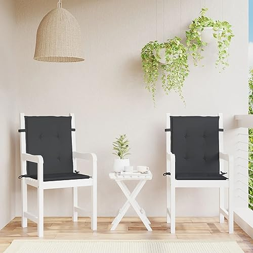 Mengtu 2 STK. Gartenstuhl Auflagen für Niedriglehner Gartenstühle Sitzauflagen Polsterauflagen Stuhlauflage Stuhlkissen Sitzkissen Stuhlkissen für Gartenstühle Schwarz 100x50x3cm Gartenmöbel