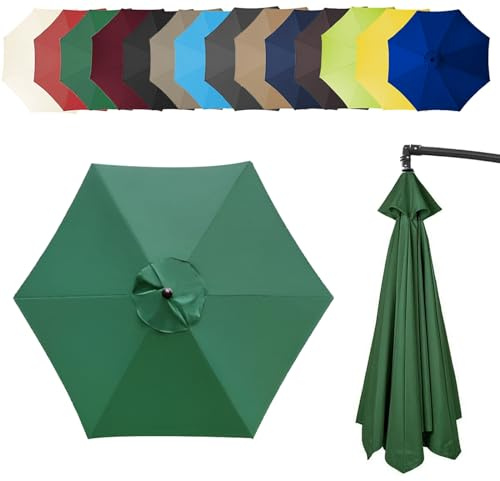 6.4ft/8.8ft/9.8ft (200/270/300cm) Replacement Parasol Garden Patio Umbrella Fabric Canopy Cover, Heavy Duty Polyester Fabric Outdoor Shade Canopy Cover For Market Table Cantilever Parasol Top Cover(Co