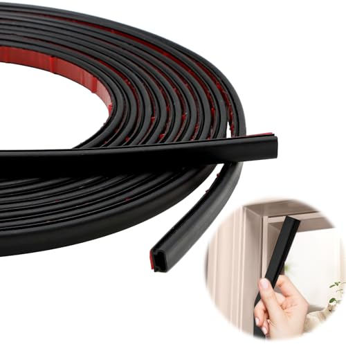 VEGCOO 10 * 6 MM Dichtungsband Selbstklebend,6 M Türdichtung Selbstklebend Zur Rauschreduzierung, Schwarz Dichtungsband Selbstklebend Wasserdicht, Reiben Dichtband Für Tür Und Fenster (6, Schwarz)