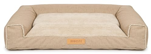 Petsen Personalisierte Hundebett - Grosse Große Mittelgroße Hunde - Hundekissen waschbar – Hundekörbchen - Hundematte mit Gravieren Namen (Kord beige, L 100 x B 65 x H 17 cm)
