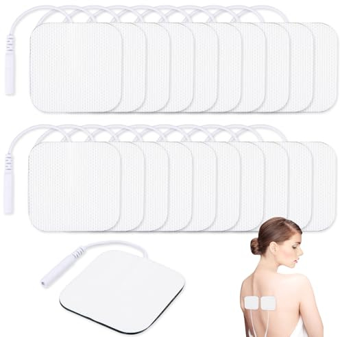 Jognee TENS EMS Elektroden Pads, Superweiches 5 x 5 cm großes TENS-EMS-Gerät, wiederverwendbar zur Linderung von Muskel,Rücken und Gelenkschmerzen (20 Stück)