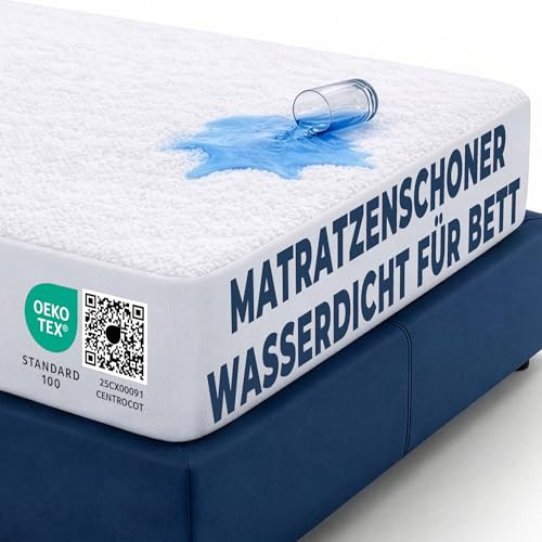 Matratzenschoner 90 x 200 2 STK. wasserdichte Matratzenauflage Spannbettlaken Nässeschutz aus Baumwolle/Mikrofaser Matratzenbezüg Inkontinenzunterlage Atmungsaktiv für Bett und Matratze Waschbar