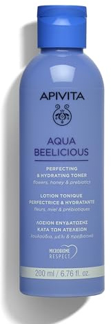 Apivita Aqua Beelicious Tónico Perfeccionador & Hidratante - Tónico facial hidratante con miel, prebióticos, flores y ácido hialurónico. Hidrata, alivia las imperfecciones y respeta el microbioma.