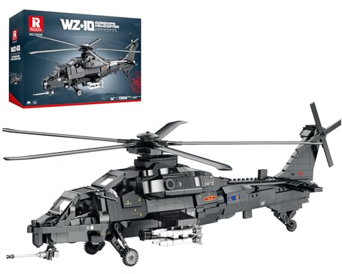 Reobrix Militär Hubschrauber Bauset Modellbau WZ-10 Spielzeughubschrauber Bausatz Militärflugzeug für Erwachsene Teenager Sammler und Luftfahrt-Fans ab 14+