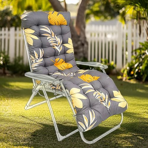 Sun Lounger Cushion Only Thick Seat Padded for Steamer Chair Recliner | High Back Replacement, 170x53x10cm, Polyester, PP Cotton Filling, Non Slip Straps, Indoor, Outdoor, Garden, Patio, Furniture