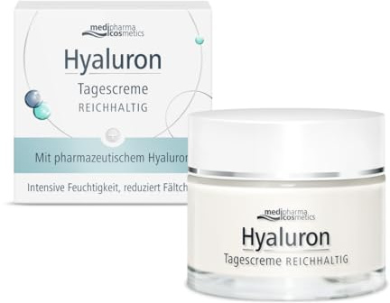 medipharma cosmetics Hyaluron Tagescreme Reichhaltig 50 ml | mit Anti-Aging-Effekt, spendet intensiv Feuchtigkeit und fettet nicht