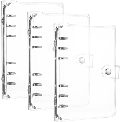 3 Pz Raccoglitore ad Anelli A6, Raccoglitori Quaderni ad Anelli A6 in PVC Trasparente Impermeabili, Raccoglitore Anellio con Chiusura a Scatto per Diario a Fogli Quaderno Scolastico Ufficio Scuola