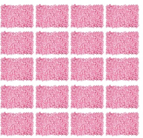 AYLYOTOY 20 Pcs Artificial Silk Flower Wall Panels, 24x16 Pink Flower Wall Mat, 3D Silk Hydrangea Rose Floral Panel for Wedding Party Backdrop, Home Garden Fence Privacy Decor (20 Panels/Set)
