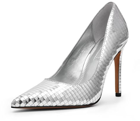 Steve Madden Women's Noir Pump, Silver Disco, 8