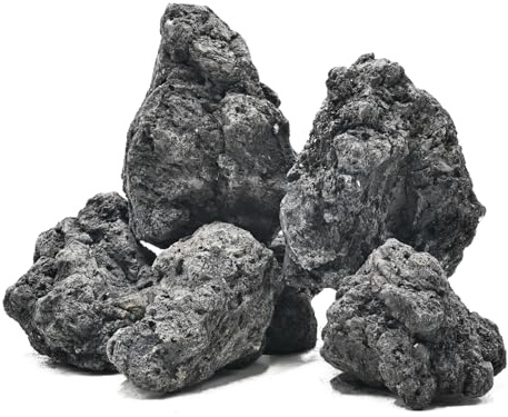 KINGRUI Schwarze Lavasteine Natur Vulkanstein 6–18 cm für Aquarium, Aquascaping, Garnelen & Betta, Bonsai-Substrat, Terrarium & Garten – 3,6 kg (6 Stück)