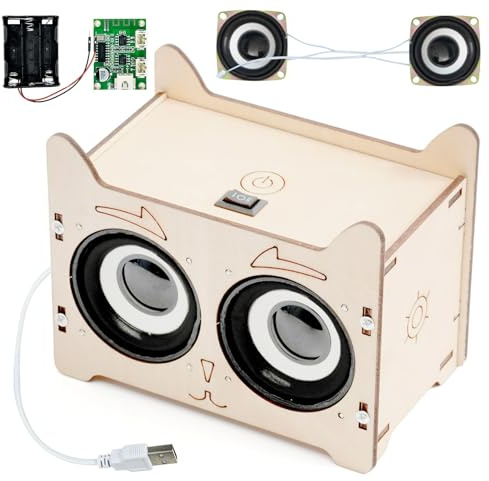 Qunkun DIY Bluetooth Lautsprecher, Elektronik Baukasten, Kinder Alter 8-12 | Lautsprecher Bausatz, Elektronik Baukasten DIY Set, Holz Experimente Wissenschaft für Kinder, Geschenk für Kinder Alter 8-12