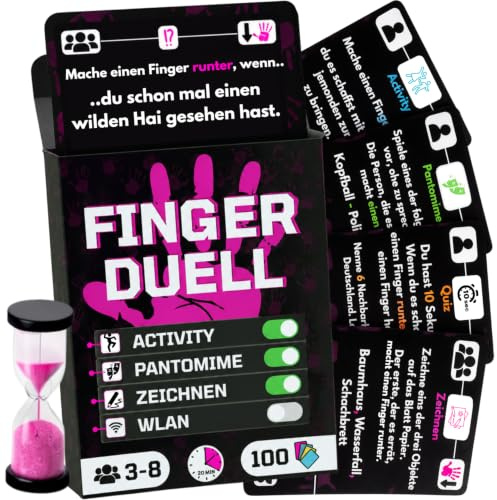 Das Fingerduell | Activity Zeichen Pantomime Quiz | Kartenspiel mit +170 Aufgaben | Interaktive Aktionen & Fragen - Partyklassiker Familienspiel - Jugendliche & Erwachsene - 3-8 Spieler 2026