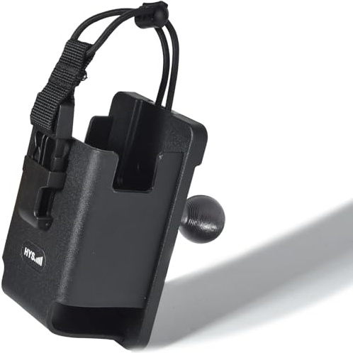 HYS Handheld Portable Two Way Radio Case Mount Holder with 1 Ball Head Adapter Compatible with RAM mounts B Size Double Socket arm, for Motorcycle ATV UTV Car Bike Boat Truck Scooter