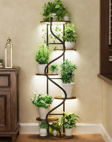 Hongsane Plant Stand Indoor Outdoor,13 Inch Tall Metal Plant Stands Riser,Heavy Duty Wrought Iron Pedestal Holders for Large Flower Pot,Outside Rust-Proof Black Flower Display Shelf for Patio,1-Pack