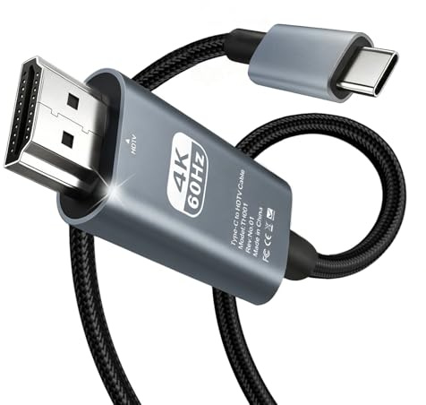 Cable USB C a HDMI 4K@60Hz 2M, Cable Tipo C a HDMI UHD, Thunderbolt 4/3 to HDMI Compatible con iPhone 17/16/15, MacBook Pro/Air, iPad, iMac, Galaxy S25/S24/S23, Surface, Dell, HP, Chromebook