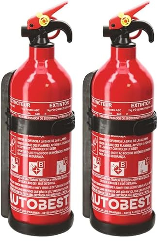 Autobest Extincteur 1kg à Poudre ABC Classes de Feux (Lot de 2)