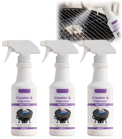 Fast Acting Heavy Duty Grill Degreaser Spray, Griddle BBQ Grill Cleaner for Smoky Stains Burnt Food, Carbon Grease, Multi Functional Grease Remover for Outdoor, Home Cooks Cooktop Cleaner (3p)