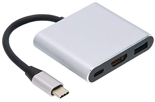 3 in 1 Tipo - C Docking Station, USB 3.0 e adattatore HDMI per telefono portatile, uscita HDMI 4K UHD, lega di alluminio Multi - Hub con supporto di ricarica per