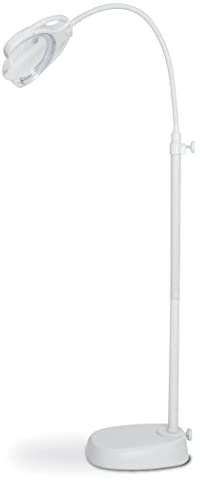 PURElite Lámpara LED de pie con lupa, lámpara de mesa ajustable, blanca, batería recargable o alimentación de red, 3 temperaturas de color
