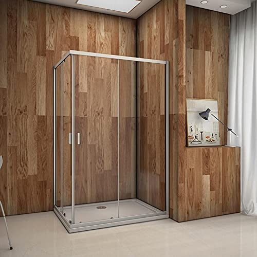 Mampara de ducha, Apertura Central, Puertas Correderas 100x80x185cm