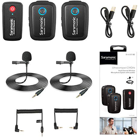 Saramonic Blink500 B2 Ultracompact Microphone vidéo Double Canal 2,4 GHz 2 émetteurs 1 récepteur pour Appareil Photo Reflex numérique sans Miroir Canon Nikon Appareil Photo iOS Android Téléphone