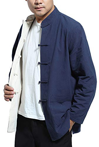 Daoba Hombre Mujer Reversible Ambos Lados Capa Chaqueta Traje Tang Chino Tradicional Manga Larga Artes Marciales Kung fu Camisa