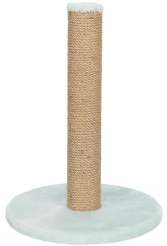 TRIXIE Katzen-Kratzstamm Junior, kompakte Kratzsäule – 42 cm, Mint | Für kleine und junge Katzen – mit schwerer Bodenplatte und Plüschumrandung, komfortabel und sehr stabil