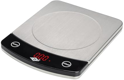 Wedo 48110054 våg professionellt stål (10 kg), uppdelning 1 g/2 g med tareringsfunktion, batteridriven, 3 års garanti, rostfritt stål, silver/svart