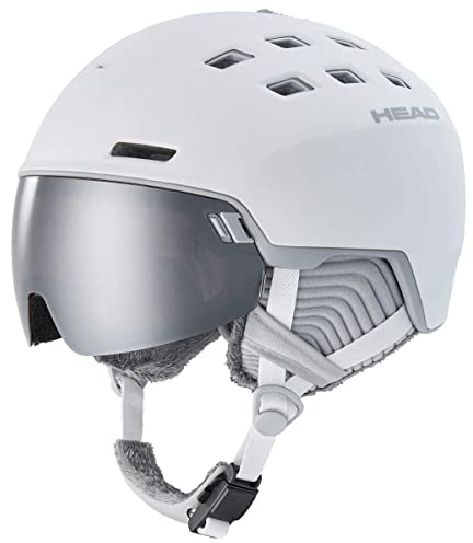 HEAD Skidhjälm Rachel 5K vit + Spare Lens dam skidhjälm skidhjälm snowboardhjälm med visir vintersport skyddshjälm vinter XS/S (52–55 cm) j21