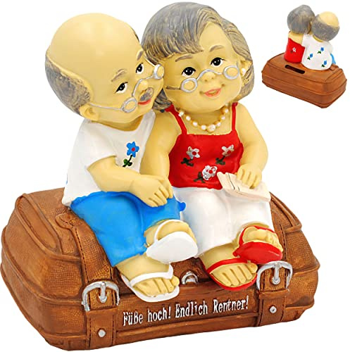alles-meine.de GmbH große Spardose - Füße hoch ! Endlich Rentner ! - stabile Sparbüchse - aus Kunstharz/Polyresin - OMA + Opa - Sparschwein - lustig witzig - Großeltern - O..