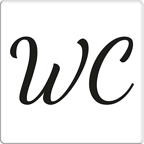 WC Schild selbstklebend quadratisch 10x10cm, Größe wählbar, weißes Schild mit schwarzer Schrift, Toilettenschild zum kleben, WC Beschriftung