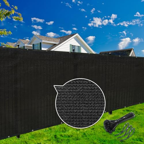 KANAGAWA Clôture brise-vue de 1,8 x 7,6 m – Blocage de 90% – Très résistant – 175 g/m² – Pour mur extérieur, jardin, cour, arrière-cour, 40 attaches autobloquantes incluses – Noir