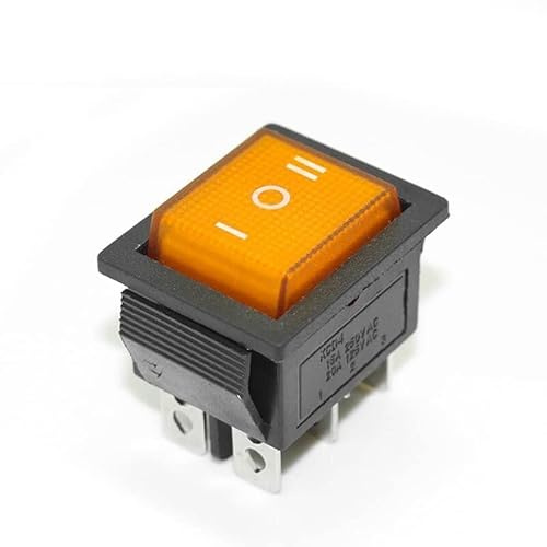 CABLEPELADO Wippschalter, 3 Positionen, 6-Wege-Schalter, 6-poliger Schalter, 6 Klemmen, Ein-/Ausschalter, DPDT, 16 A, 250 VAC, 20 A, 125 VAC, orangefarbenes Licht