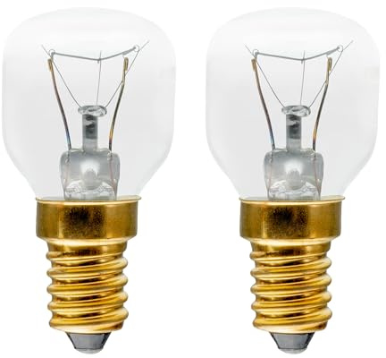 Quebec Oven Pygmy Lamp | SES E14 Small Edison Screw - Warm White Clear - Incandescent Traditional Replacement Light Bulb - Pack of 2 [Energy Class G] (40W Oven Light Bulb E14 Pygmy Lamp)(40.0, Watts)