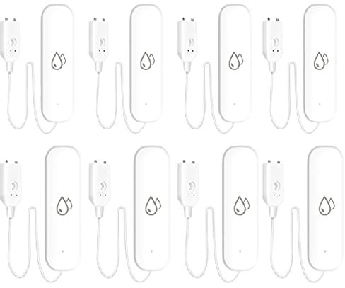 DAZZLEEX pour Tuya Lot de 8 détecteurs d'eau WiFi pour maison intelligente WiFi Détecteur de fuite d'eau Capteur d'immersion APP Minuterie