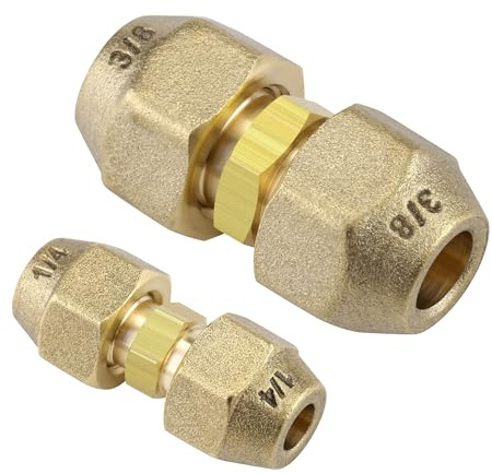 1/4 and 3/8 Copper Pipe Extension Joint Connectors, 2 Packs AC Pipe Connectors with HVAC Flare Nuts, Free Welding copper flare fittings, Air Conditioning Pipe Coupling Adapters for Butt Copper Tube