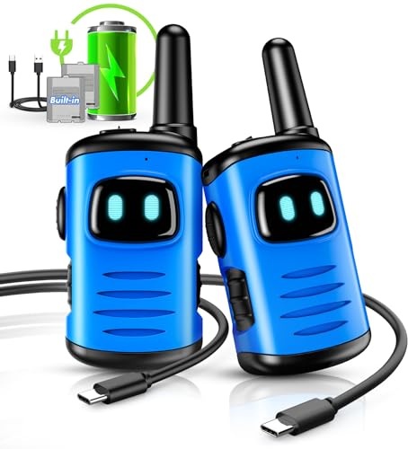 Veopoko 2 PCS Walkie Talkie Kids Rechargeable, Toys for 3-9 Year Olds, Outdoor Activity, Camping, Garden