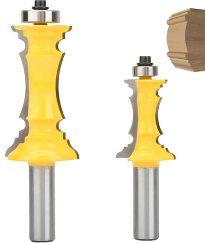 FLEXMAN 2 Pezzi Set Frese per Legno, Professional Set Frese con Codolo Corona, Accessorio Fresatrici Verticali Set Frese per Modanatura Architettonica da 1/2, Set Punte per Router in Metallo Duro