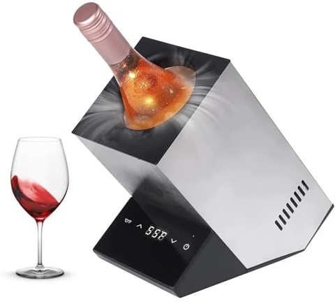 NVYAZJ Enfriador de Vino eléctrico Inteligente con 750 ml, Cubo de Hielo para Vino de una Sola Botella de 75 W con Pantalla LED φ92 mm Control preciso de Temperatura para cenas Barbacoa