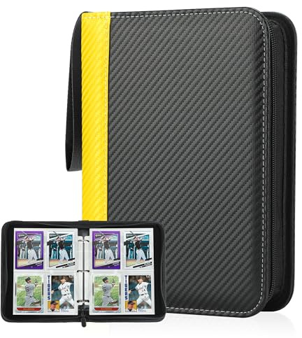 Deoyibu Album de cartes à collectionner pour 440 cartes, album de collection avec 4 compartiments et 55 pages pour organiseur de, reliure en polyuréthane, pour cartes de sport, MTG, TCG
