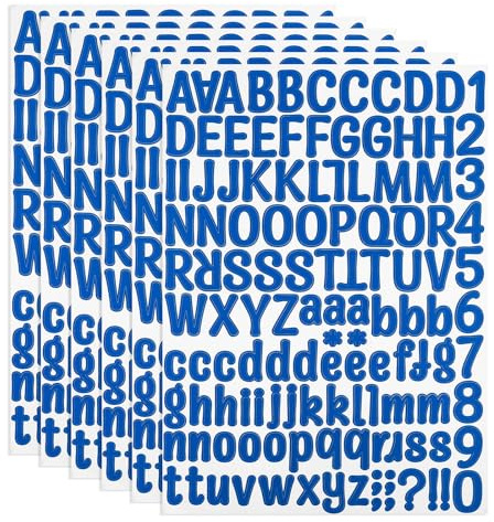 PATIKIL 6 Hojas Pegatinas de Letras y Números Adhesivas, Alfabeto Número Pegatina de Vinilo Impermeable para Buzón, Señal de Dirección, Manualidades de Tarjetas, Azul Oscuro