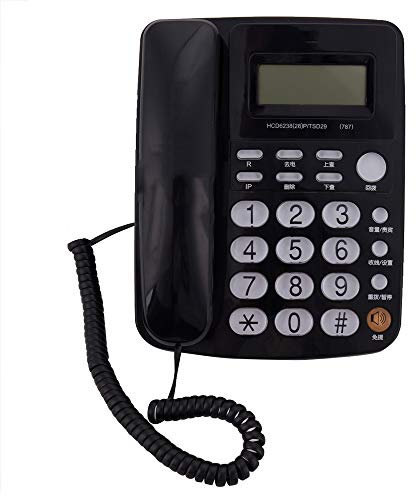 Desktop Telephone,Quad Band Desk Phone, Home Corded Phone - Classic Analog Landline, Caller ID, Large Crystal Button Telephone(Svart)