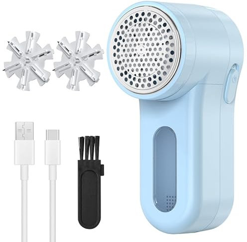 Fusselrasierer für Kleidung, 3 W Elektrische Fusselentferner, Fusselrasierer Aufladbar mit 2 Scherköpfen, Fusselentferner Elektrisch für Pullover, Kleidung, Decken, Teppiche, Fussel, Sofa