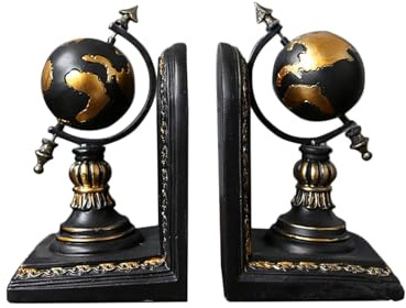 HGTYDV2 Vintage Globus-Buchstützen, dekorative Ornamente, Harz-Buchstopper, Statue, unterstützt rustikale Buchstützen für Büro, Küche, Wohnzimmer, Heimdekoration