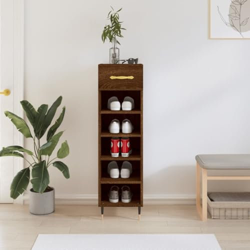 Xichuzi Schuhschrank Braun Eichen-Optik 30x35x105 cm Holzwerkstoff, Schuhbank, Shoe Rack, Schuhe Schrank, Schuhkommode, Mehrzweckschrank, Schuhregal - 829659