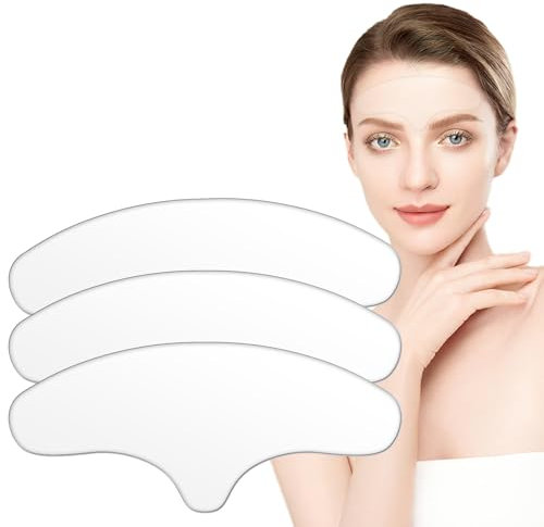 Confezione da 3 cerotti riutilizzabili per le rughe della fronte, toppe antirughe in silicone, fronte e tra gli occhi, cuscinetti leviganti riutilizzabili in silicone ipoallergenico per ridurre le