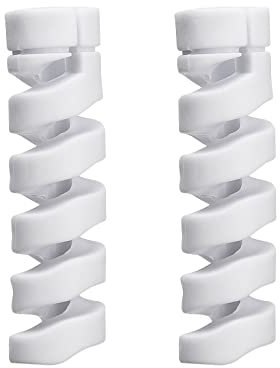 2 Pcs Wire Protector, Silicone Cable Anti-Breakage Protective Cover Reusable Charger Spiral Cable Protector Silicone Cable for Phones Laptops Data Spiral Cable Protector Sleeve (White)