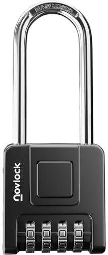 NOVLOCK Combination Padlock for Outdoor & Indoor – 2.76 (7cm) Long Shackle – Weatherproof, Heavy-Duty – Gates, Fences, Sheds, Lockers, Storage, Cabinets – 1-Pack, Black