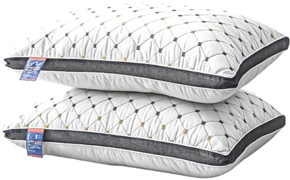 Spalivivre Cuscini Letto Set di 2, 48 x 74 cm, Imbottitura in Fibra Regolabile, Cuscini da Letto per Chi Soffre di Allergie, Cuscini Lavabili per Chi Dorme di Lato, Sulla Pancia o Sulla Schiena